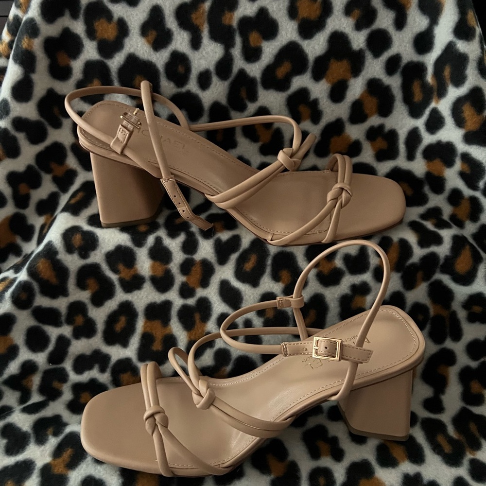 Michael Shannon Tan Strappy Block Heels